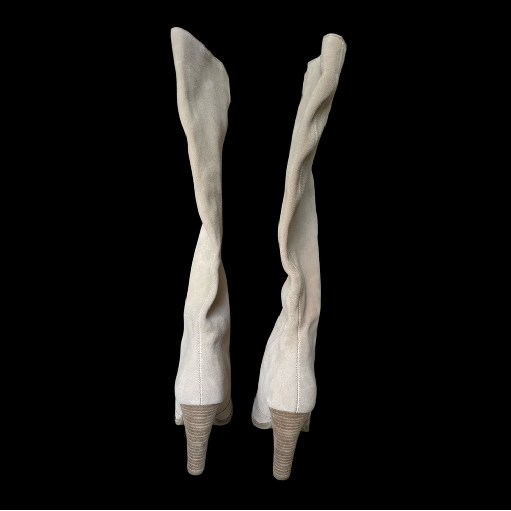 Dolce Vita Celine Beige Suede Leather Block Heels Knee High Riding Boots Size 8 - Picture 7 of 7